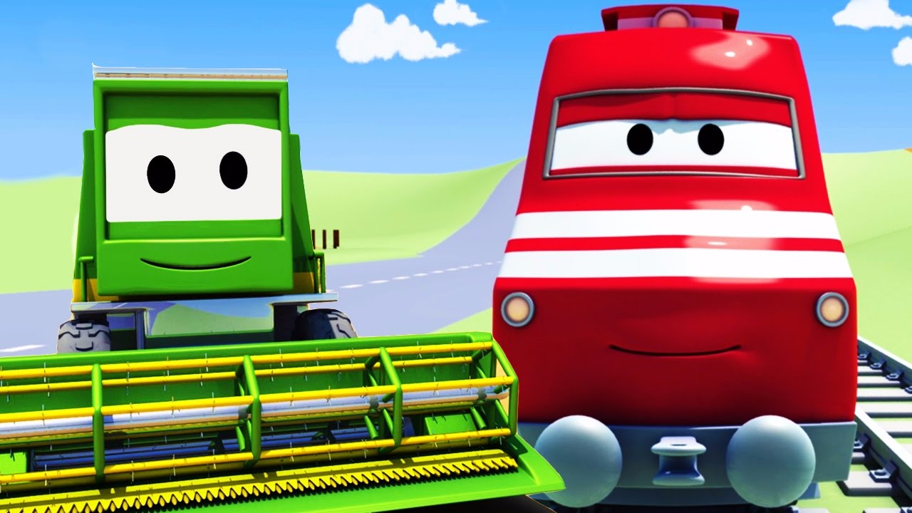 Troy o Trem 🚆 e a Colhedora na Cidade do Carro Desenhos animados de carros e caminh&otilde;es para crian&ccedil;as