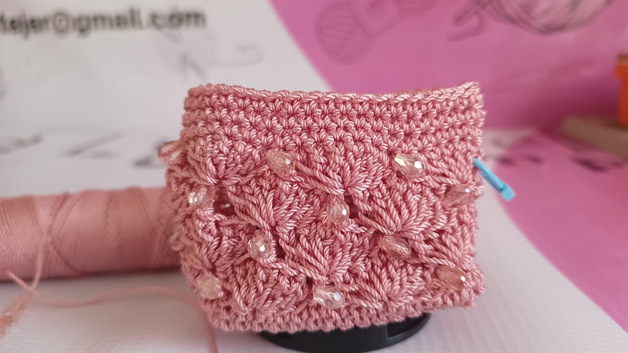 monedero tejido a crochet con cristalitos para principiantes
