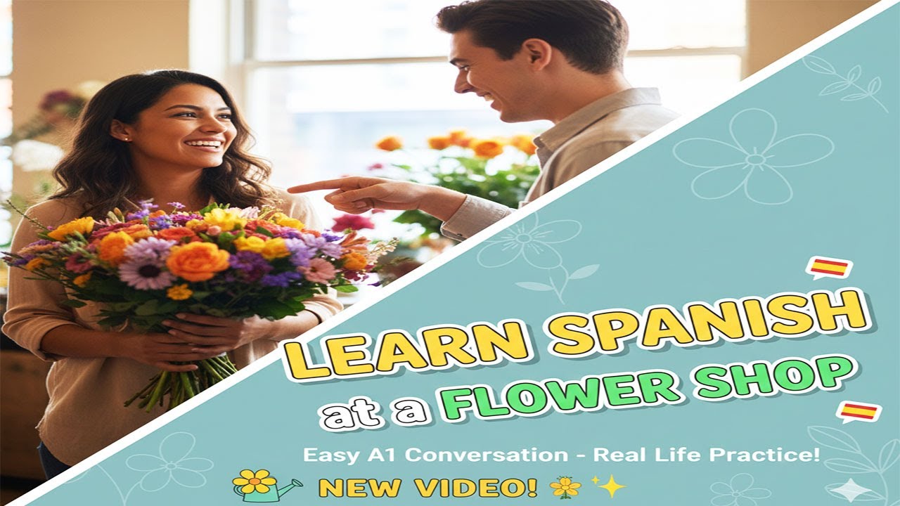 Learn Spanish for beginners with this easy A1 conversation at a flower shop!