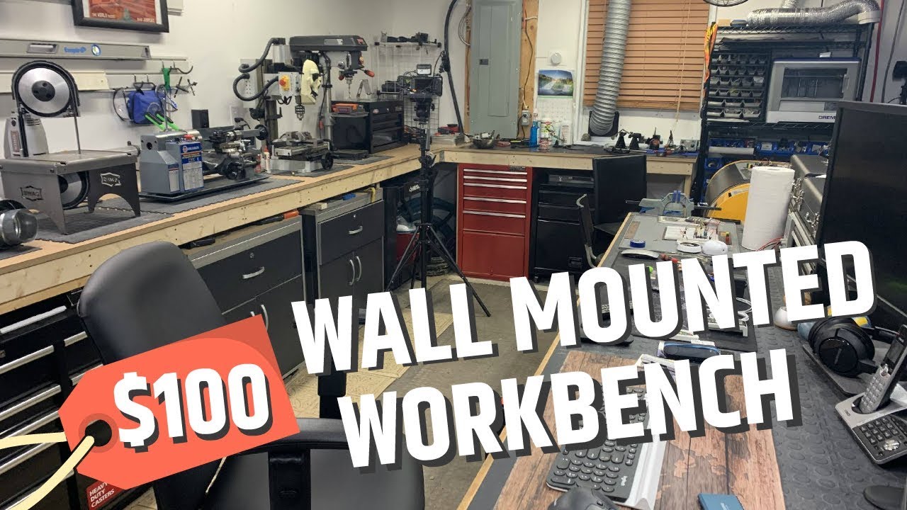 Workshop Makeover with DIY Wall Mount Workbench!