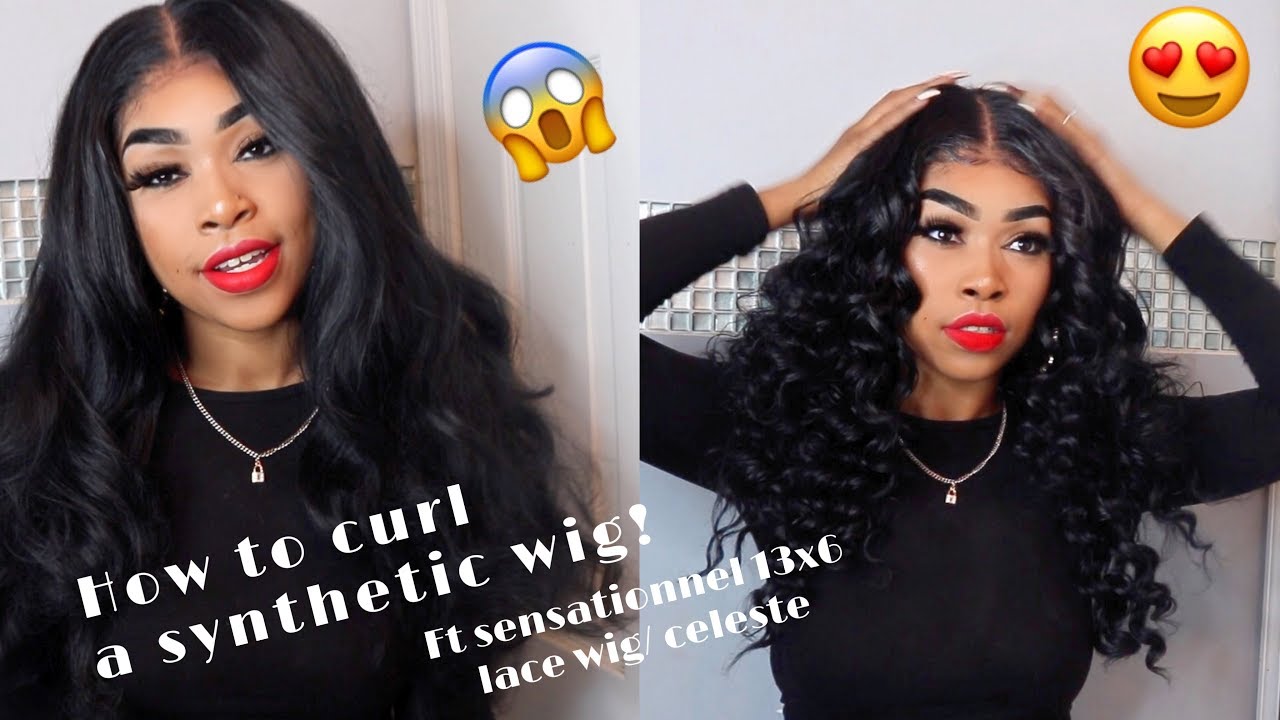 HOW TO WAND CURL A SYNTHETIC WIG|  Sensationnel what lace | celeste