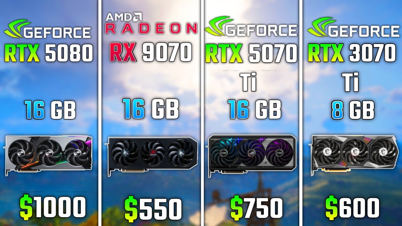 RTX 5080 vs AMD RX 9070 vs RTX 5070 Ti vs RTX 3070 Ti | Test in 6 Games
