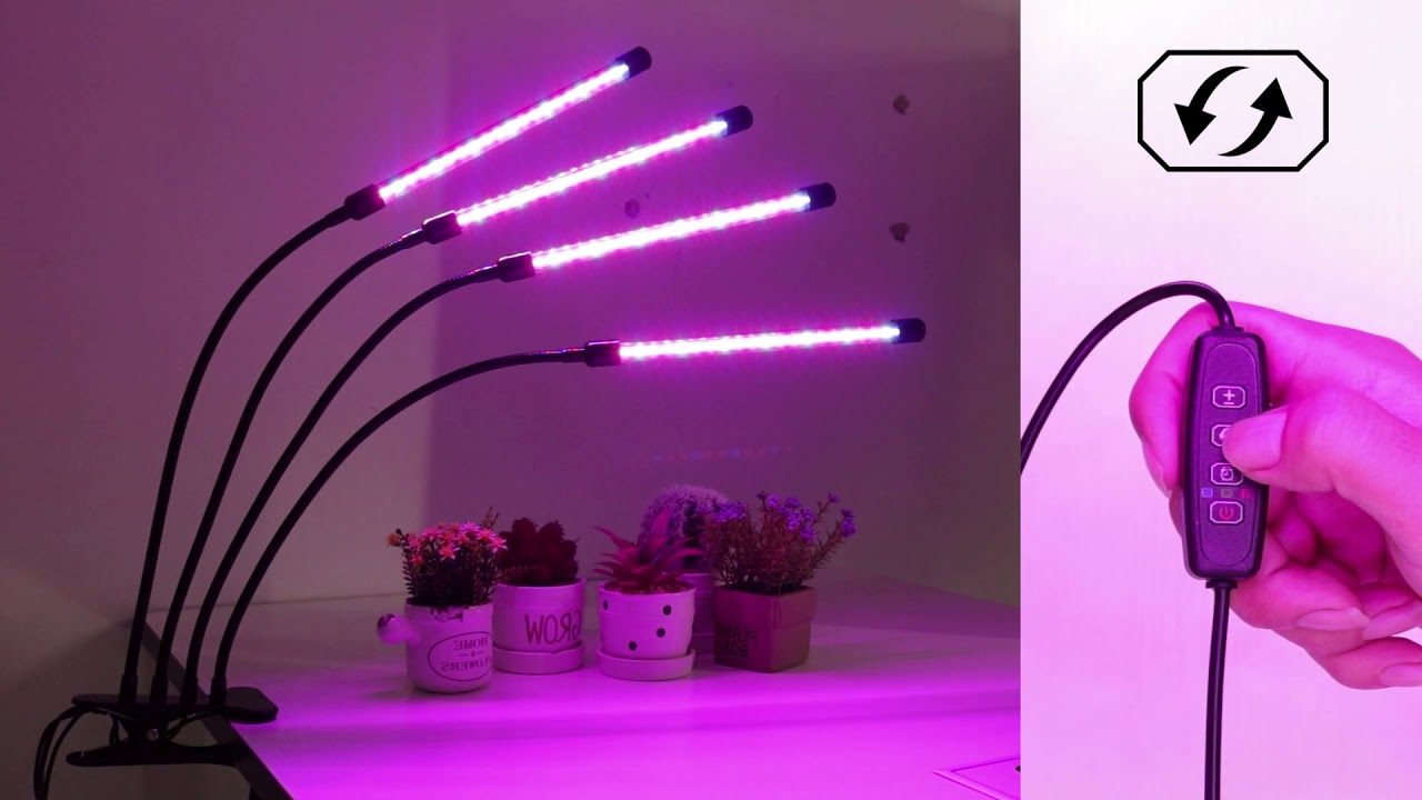 Upgraded Version 4 Head 80 LED Full Spectrum Grow Lamp with Timer 3 Lighting Mode 10 Dimmable Levels