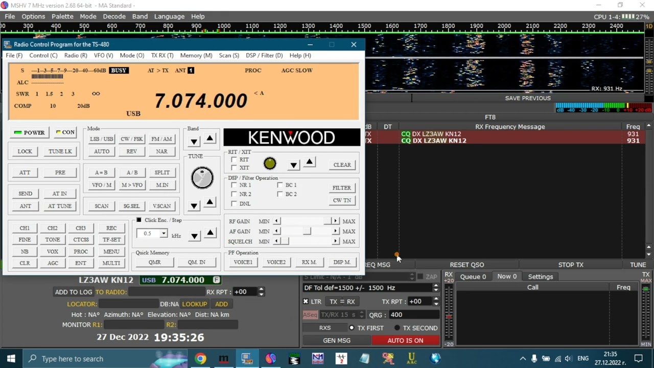Several Good Amateur Radio FT8 Contacts from LZ3AW using MSHV software with Remoterig