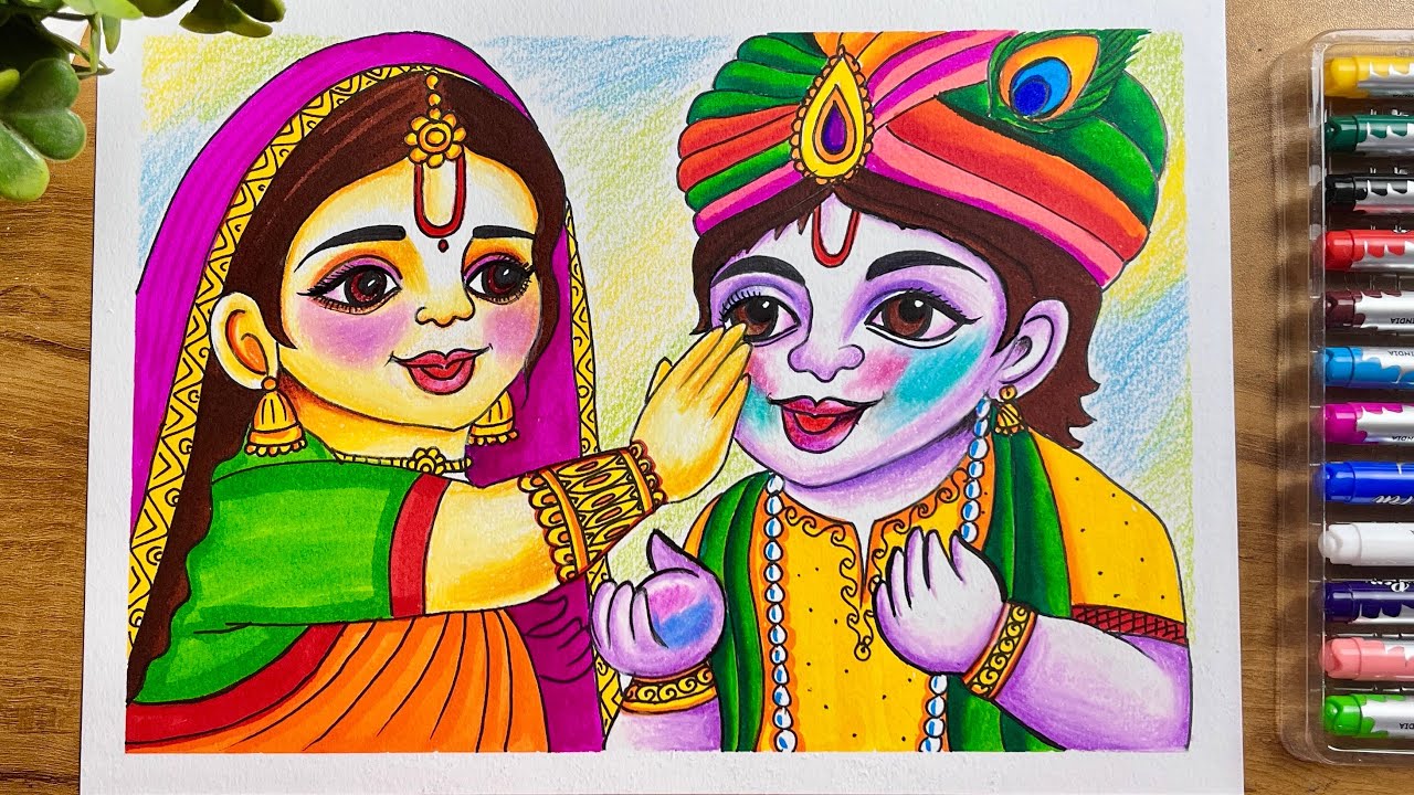 Radhakrishna Drawing On Holi Festival || PART - 2 || Holi Special Drawing || Holi Drawing