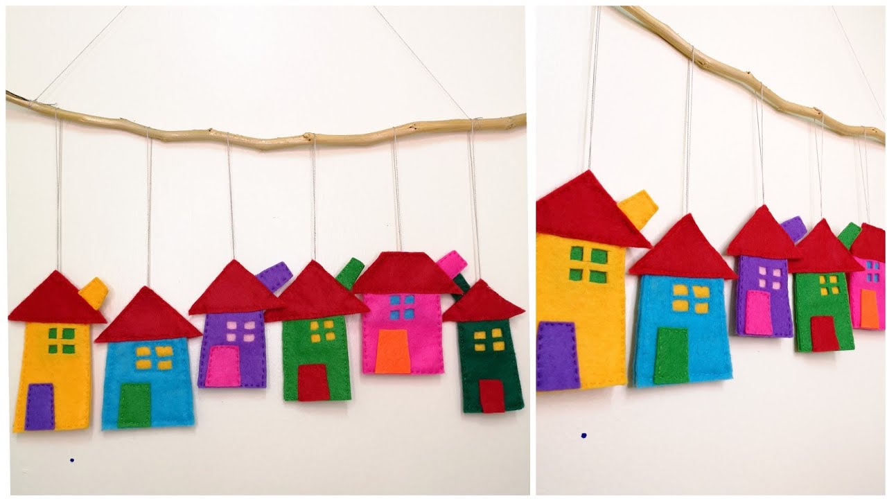 Felt House Decoration - House Ornaments - decoration for hanging - Home decor idea
