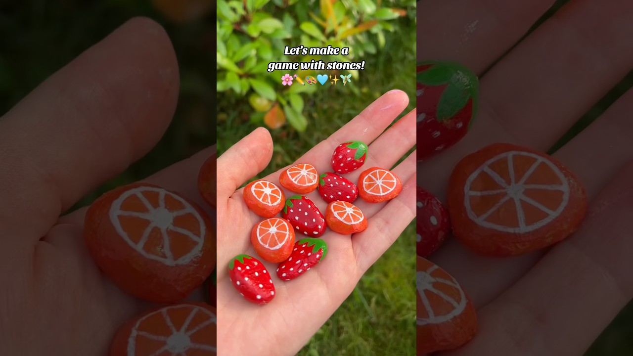 Tic tac toe! 🎨🍓🌸🍊✨#game #easyart #diy #craft #fun #artideas #easydiy #knutselen #painting #stone