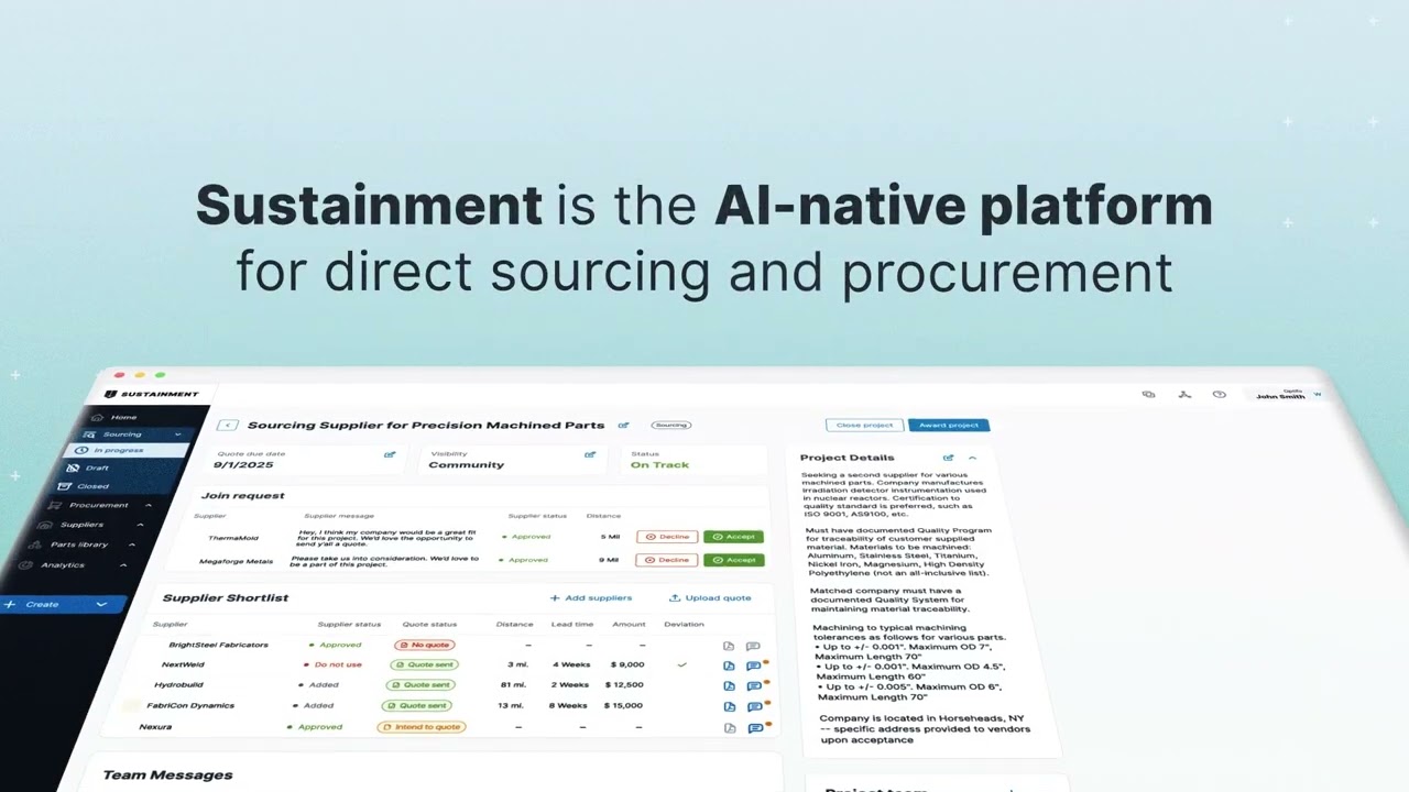 AI-Native Platform for Direct Sourcing & Procurement | Sustainment