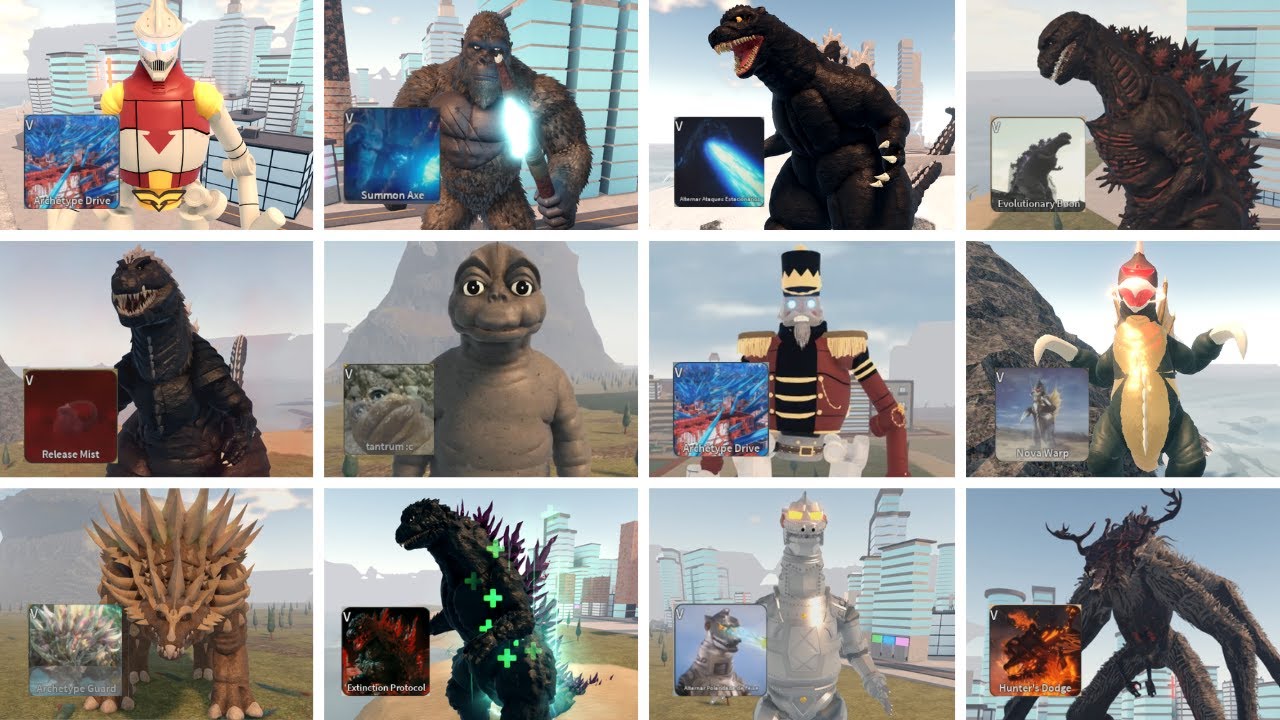 TODOS kaijus com FUNÇÃO ''V'' KAIJU UNIVERSE - Roblox