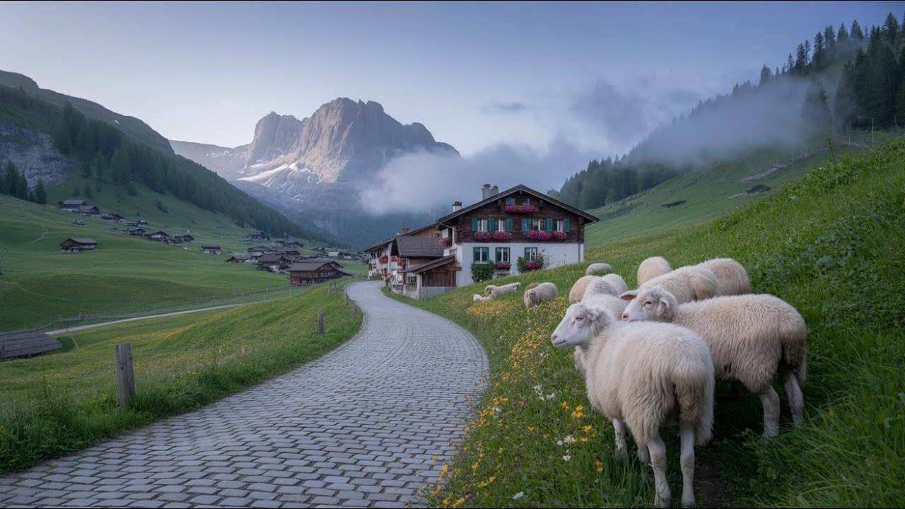 Uma caminhada relaxante na mais bela paisagem rural das vilas su&iacute;&ccedil;as.