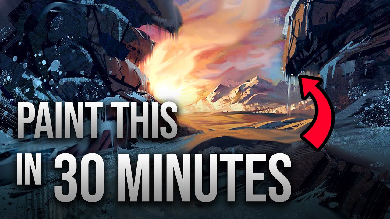How to Paint A Landscape in Photoshop in 30 Minutes (Frozen Mountain Path)