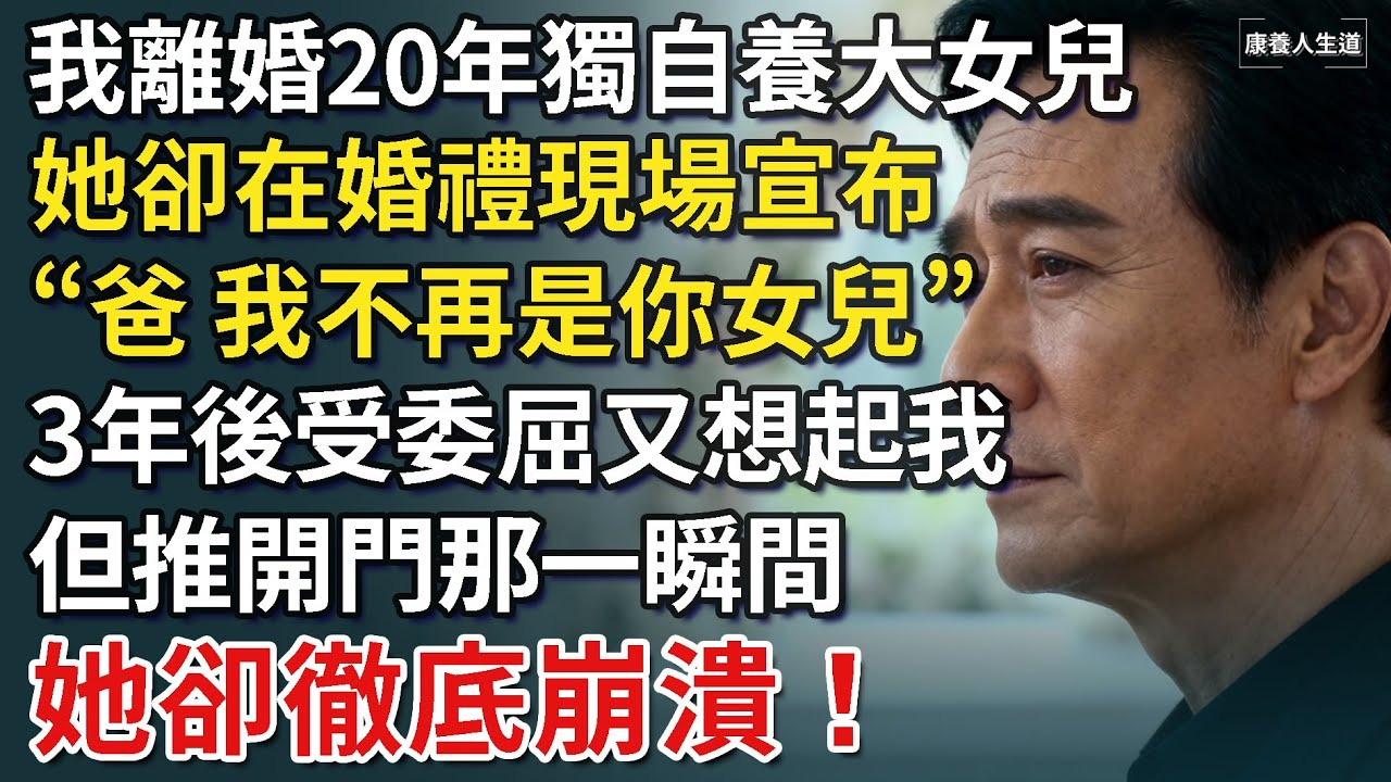 我離婚20年獨自養大女兒，她卻在婚禮現場宣布「爸，我不再是你女兒」三年後哭著回來，但推開門後看到的景象，卻讓她徹底崩潰！【康養人生道】 #康養人生道 #上了年紀該明白的事 #養老 #聰明老人