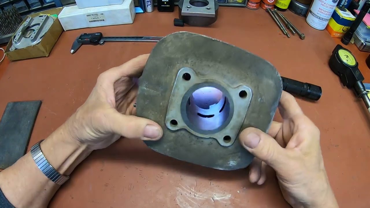Boring a motorcycle cylinder in the lathe, TC90 Suzuki, part 1