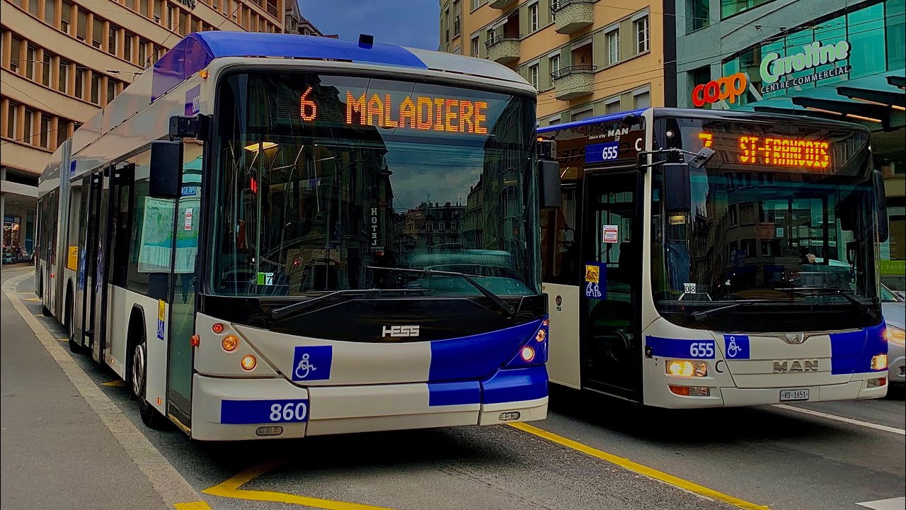 Voyage dans le Trolleybus Hess BGT-N2C n°857 en GMA de St-Etienne à Sallaz / Ligne 6