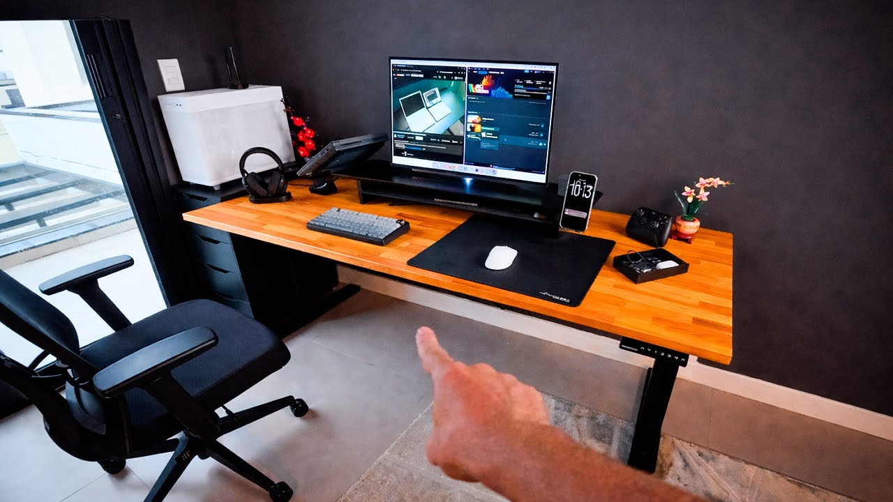 Meu Setup 2026 atualizado - usando linux e parede pintada