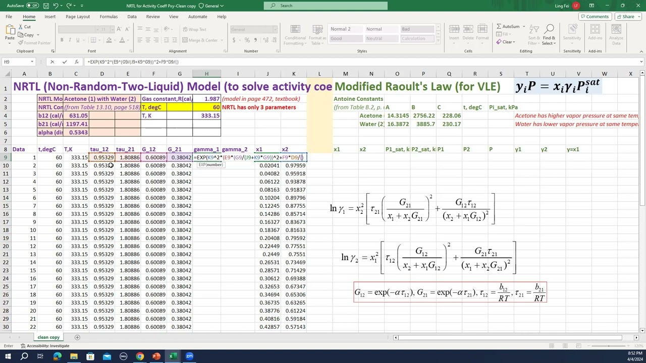 Lecture 5 NRTL P X Y Demo updated final version