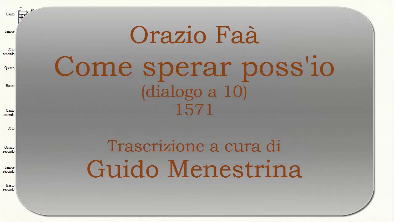 Orazio Fa&agrave; - Come sperar poss'io (1571)