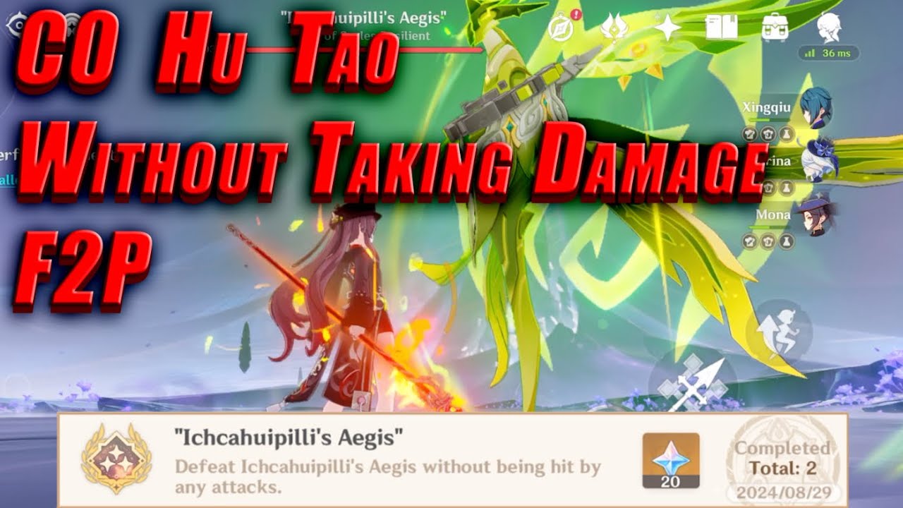 F2P Defeat Ichcahuipilli's Aegis Without Taking DMG C0 Hu Tao Genshin Impact Local legend How
