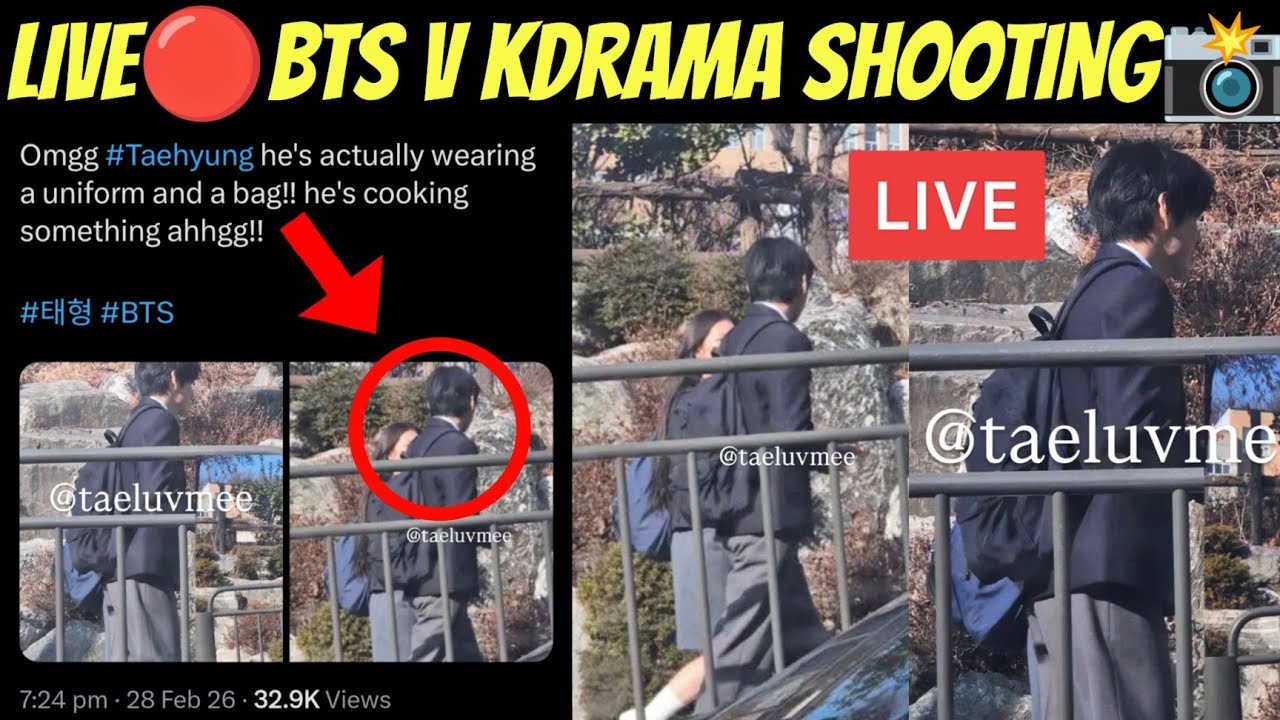 LIVE 🔴 BTS V Seen Shooting Romantic KDrama in Korean 🇰🇷 Taehyung Latest Romantic KDrama 💜 #bts #v 