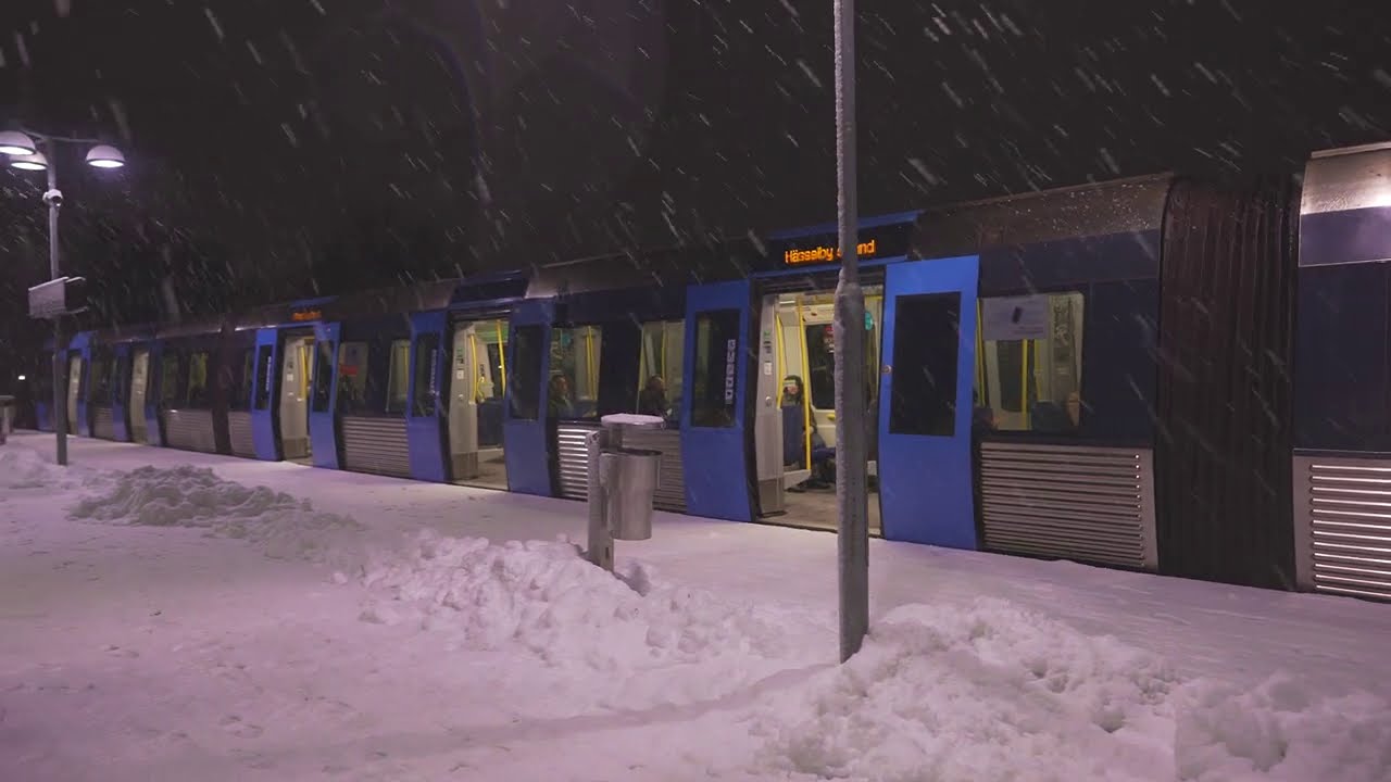 Sweden, Stockholm, 2X Subway ride from Bagarmossen to Skogskyrkogården