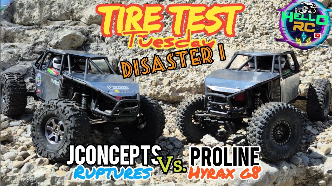 Jconcepts Rupture 1.9 vs proline hyrax g8 tire test tuesday at Crawler County