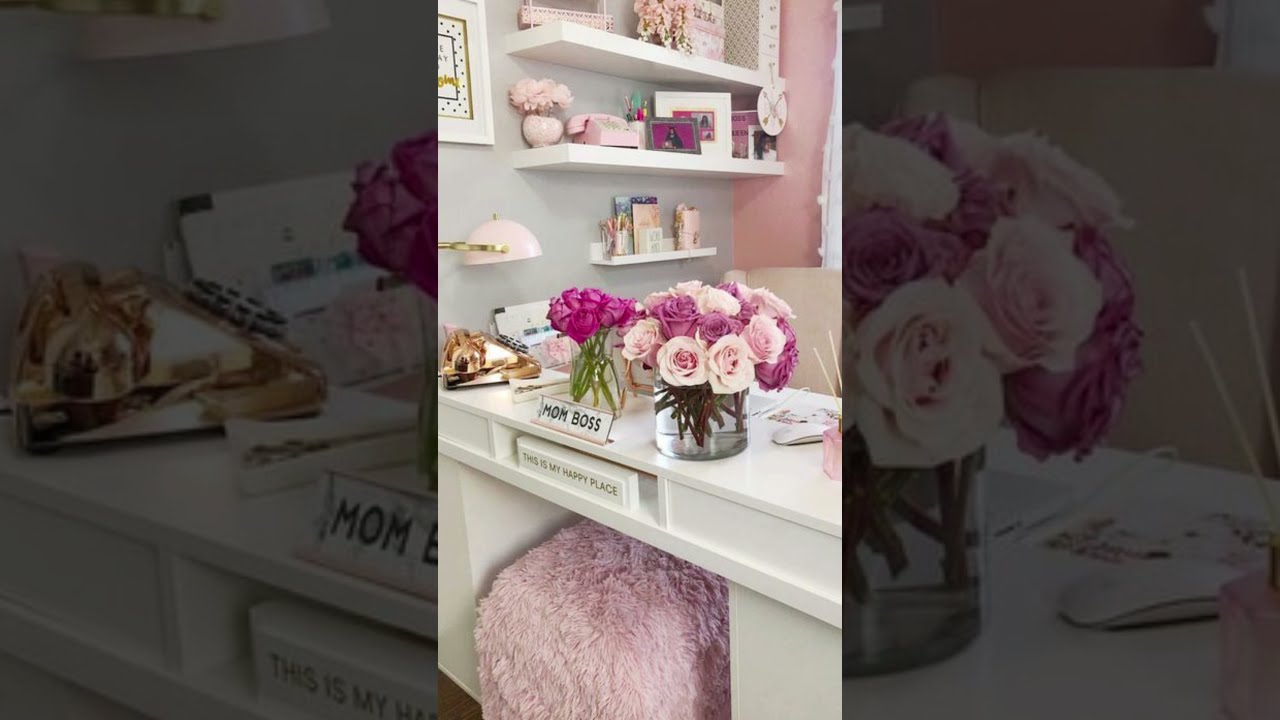 Quick Look: Pink & White Home Office Inspo #shorts  | And Then There Was Style