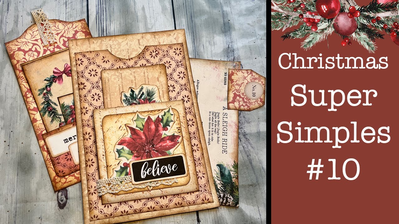 Christmas Super Simples #10  FULL TUTORIAL, Christmas Junk Journaling Tutorial & Kit, Pink Monarch