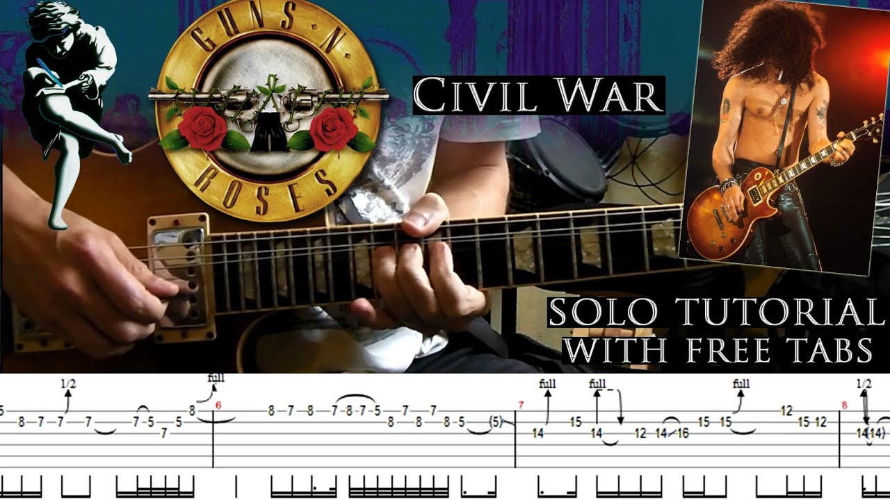 Guns N' Roses - Civil War main guitar solo lesson (with tablatures and backing tracks)