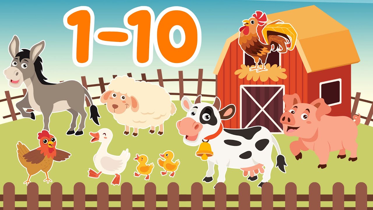Impariamo i numeri e a contare con gli animali della fattoria  🐔🐄 | Numeri in italiano!