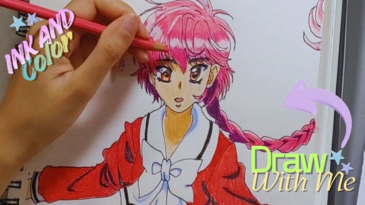 Draw with me / How I ink and color MKR Hikaru / Colored Pencils / Full real-time process