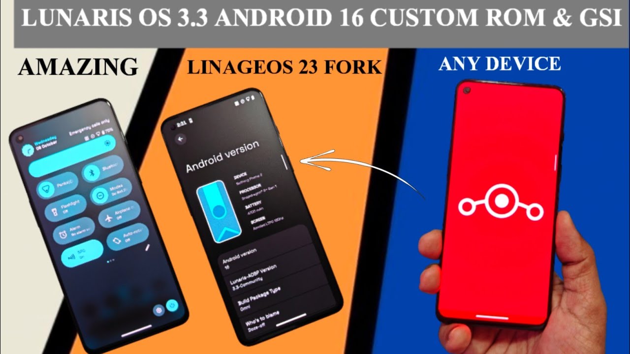 Android 16 custom rom & gsi lineage OS 23 fork Lunaris OS