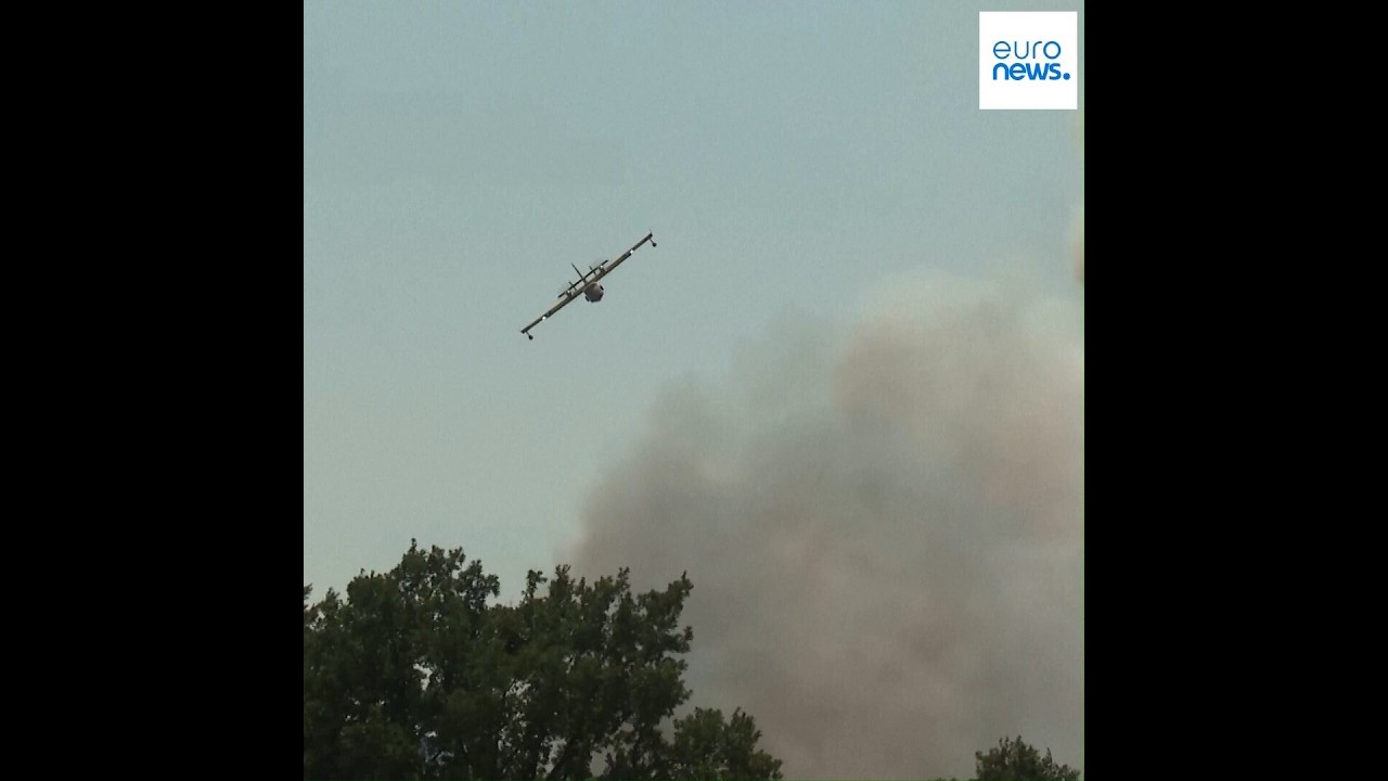 French firefighting planes fill up with Seine water