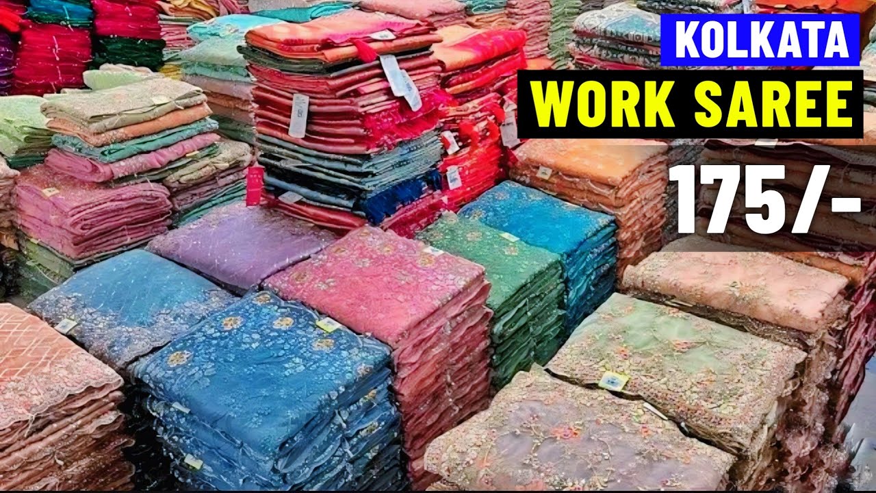 Kolkata Work Saree Manufacturer & Wholesaler/ Fancy Handwork Saree/ Barabazar Wholesale Saree Market