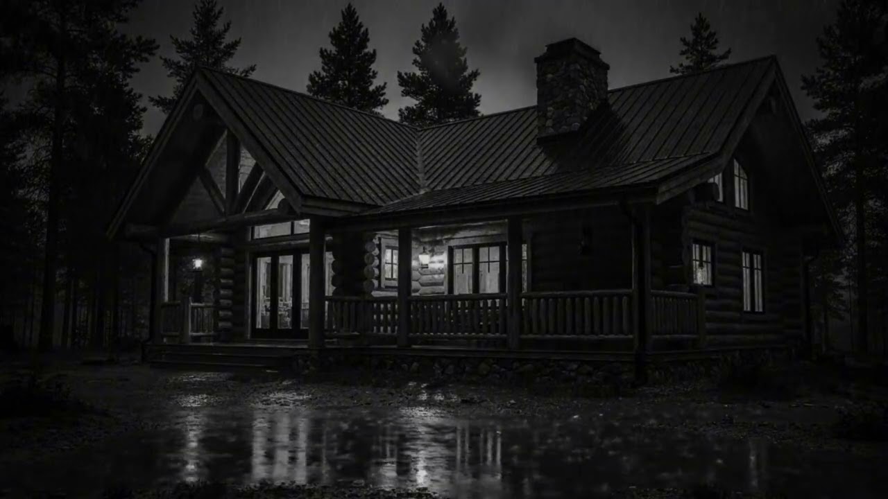 Dark Cabin Thunderstorm Ambience with Heavy Rain | Sleep Faster with Storm Night Rain
