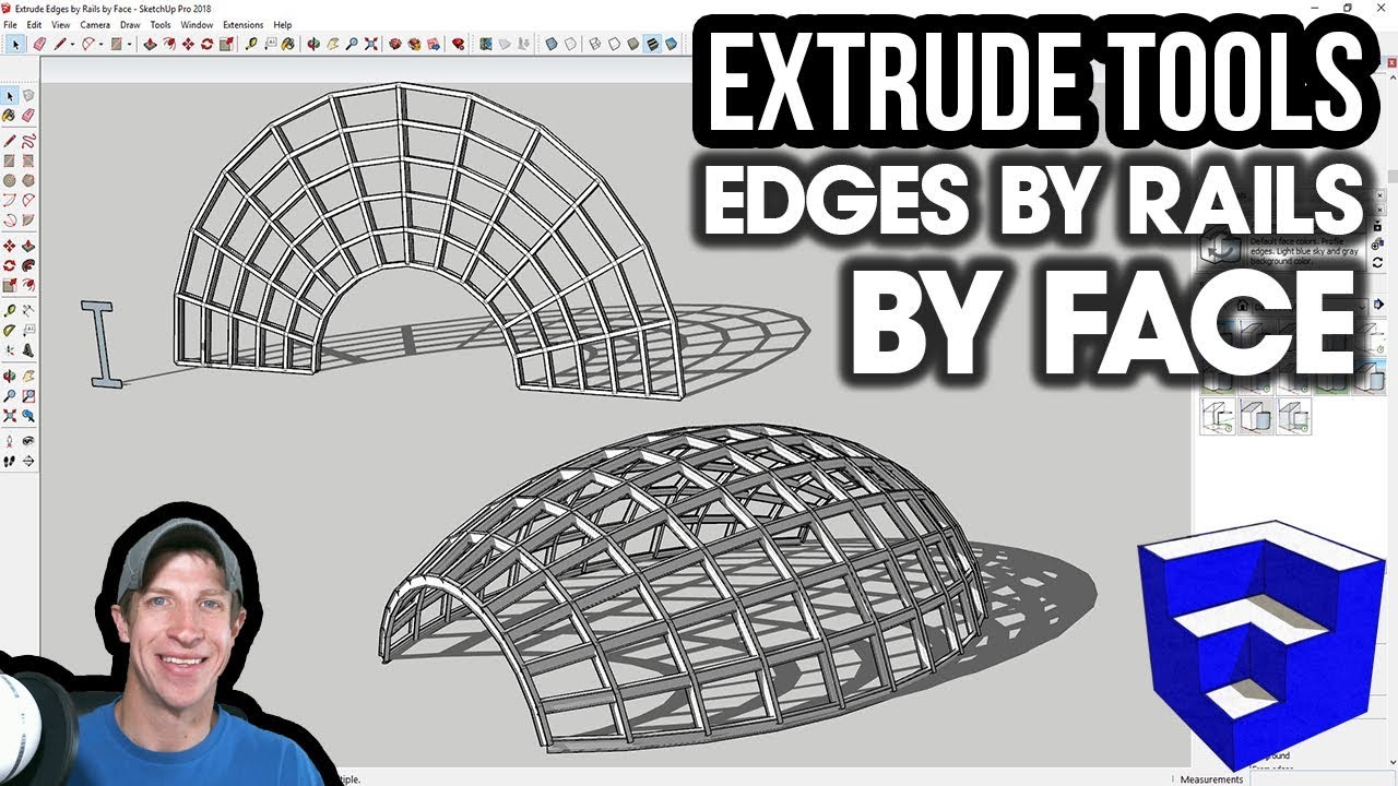 SKETCHUP EXTRUDE TOOLS TUTORIAL (EP8) - Extrude Edges by Rails by Face