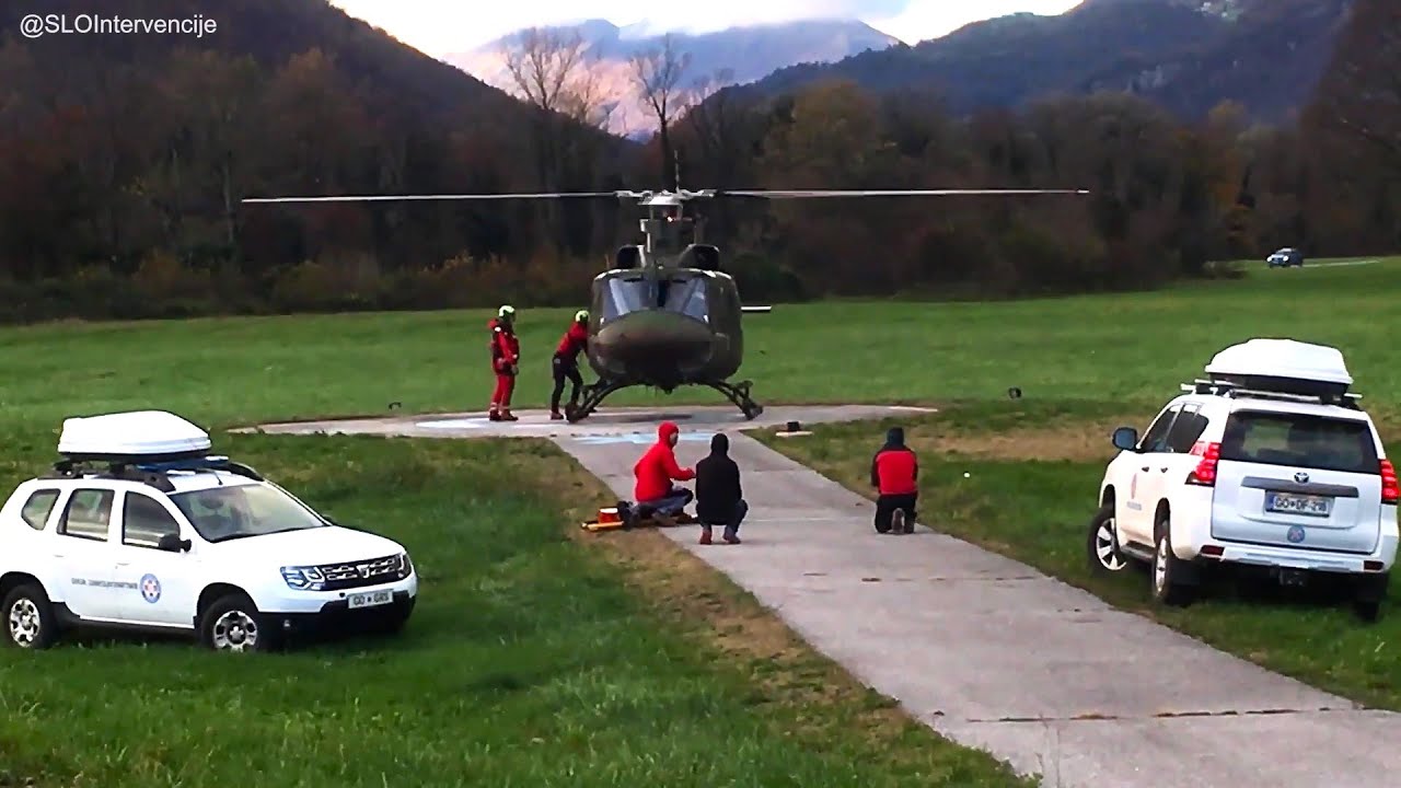 GRS Tolmin+Helikopter SV - nesreča v gorah + prelet helikopterja Letalske Policijske Enote