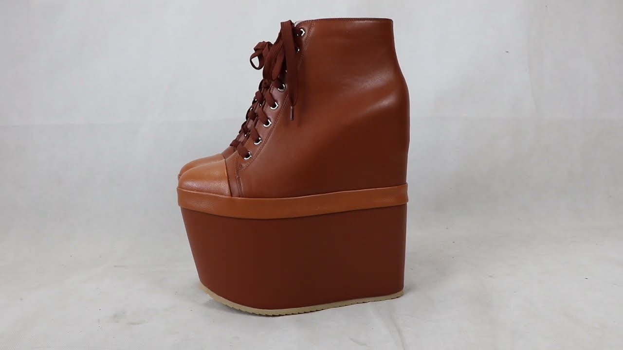 Sorbern Brown Red Women Booties Thick Platform Wedge High Heels 20Cm Runway Shoes