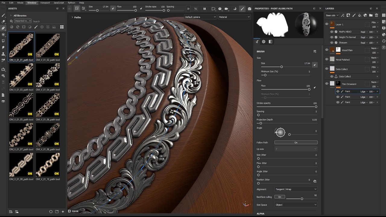 Dynamic Ornament Trim Brush for Substance painter & ZBrush V 01