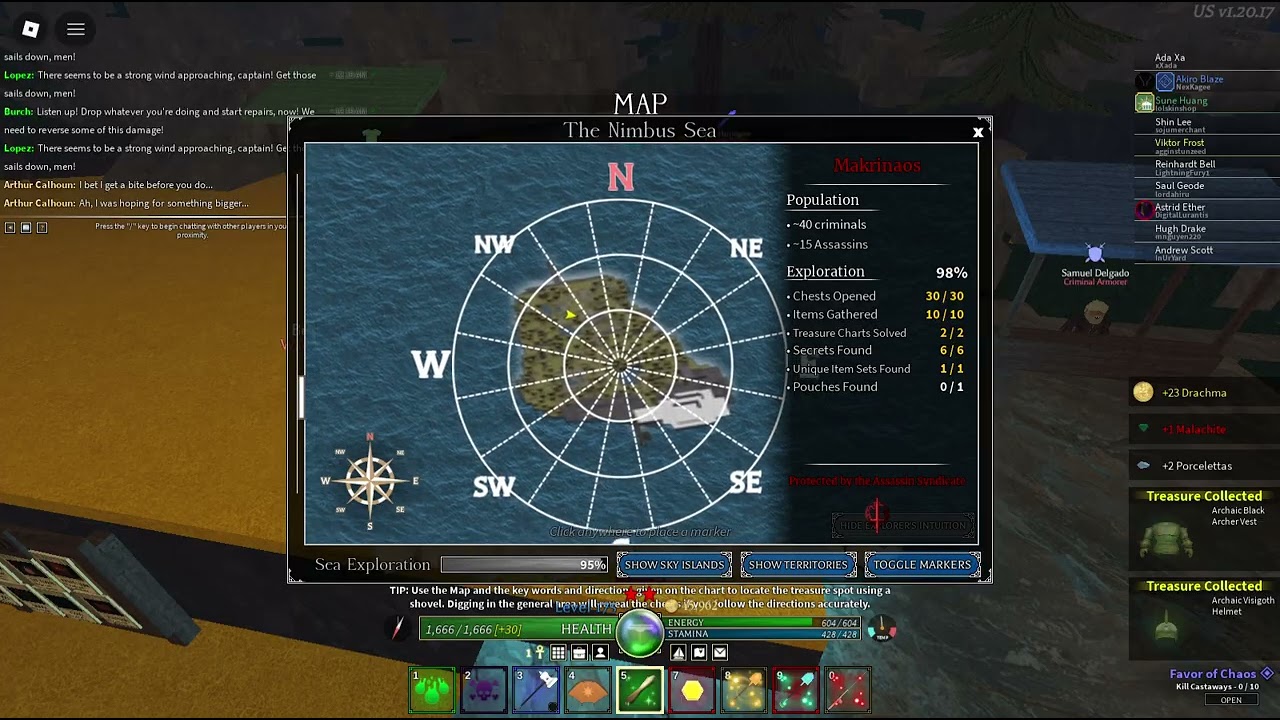 makrinaos halfway north northwest around sea level buried in the ground arcane odyssey
