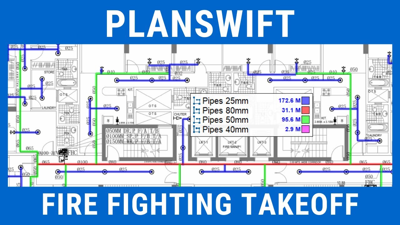 Обмеры инженерных систем | Planswift для пожаротушения | Сантехника | Трубы | Оценка затрат на мо...