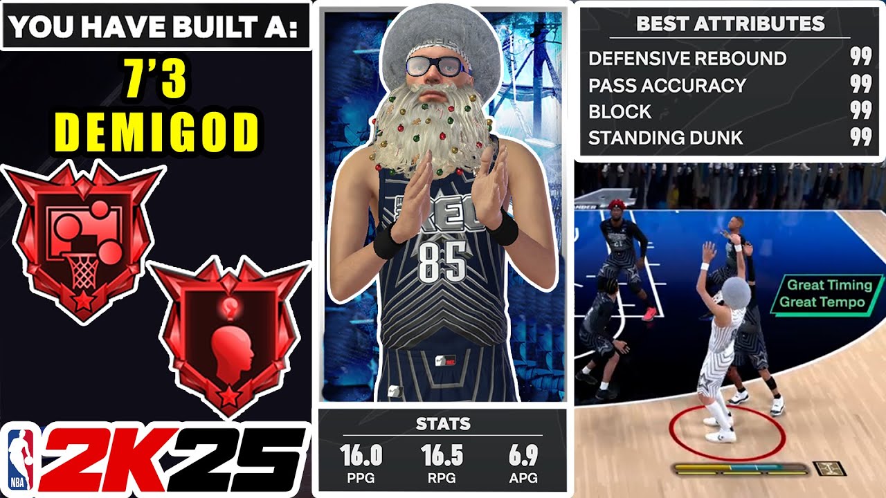THIS 7'3 DEMIGOD IS THE BEST CENTER BUILD ON NBA 2K25! 35 POINT TRIPLE-DOUBLE IN RANDOM REC!