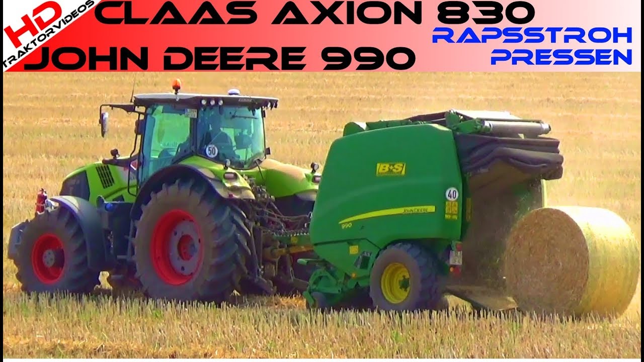 Claas Axion 830 @ John Deere 990 - Rapsstroh pressen
