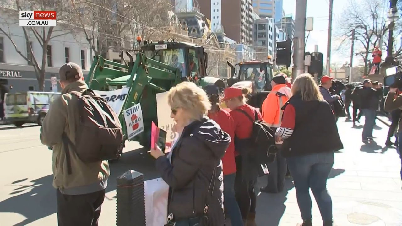 Premier Andrews and D'Ambrosio in focus as farmers protest transmission proposal