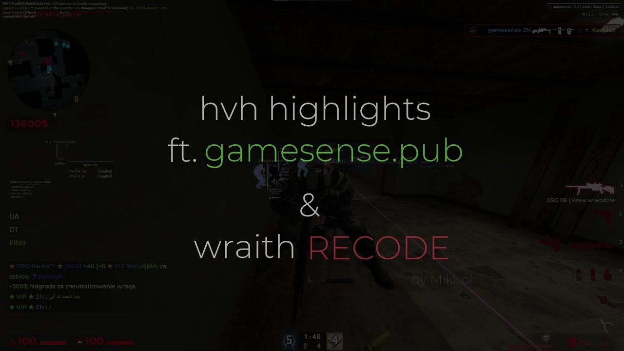 ★ HvH Highlights (5-6K) №6 ft. gamesense.pub / wraith RECODE ★