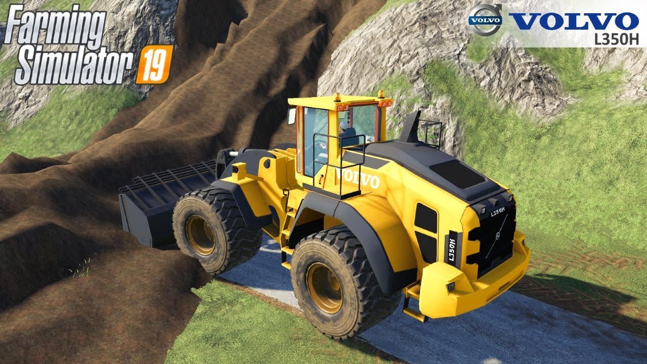 Farming Simulator 19 - VOLVO L350H Cleans The Road From A Landslide That Blocked The Road