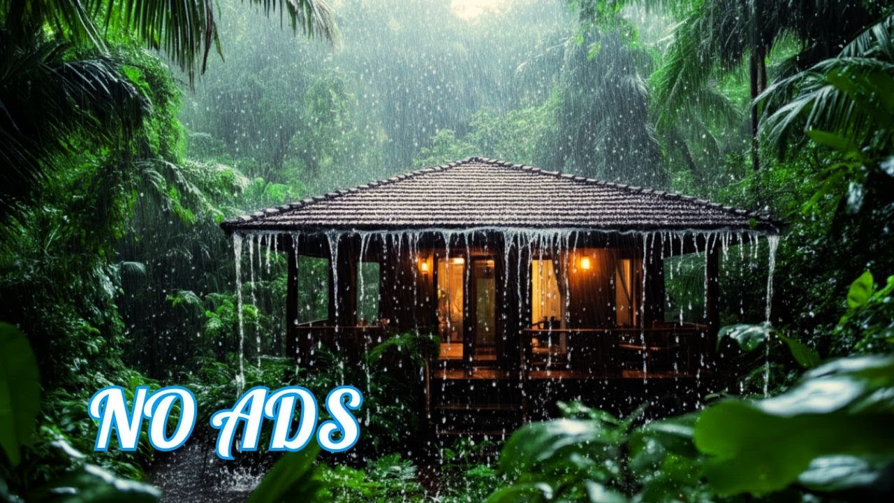 Jungle Cabin Rain at Night 🌧️ Cozy Nature Ambience
