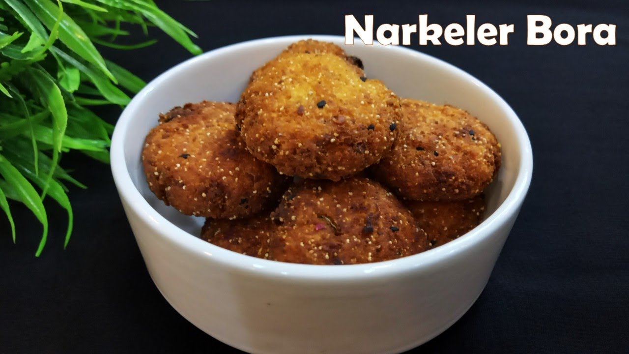 Narkeler bora recipe/ How to make narkeler bora/Coconut fritter recipe/ Coconut pakora #narkelerbora