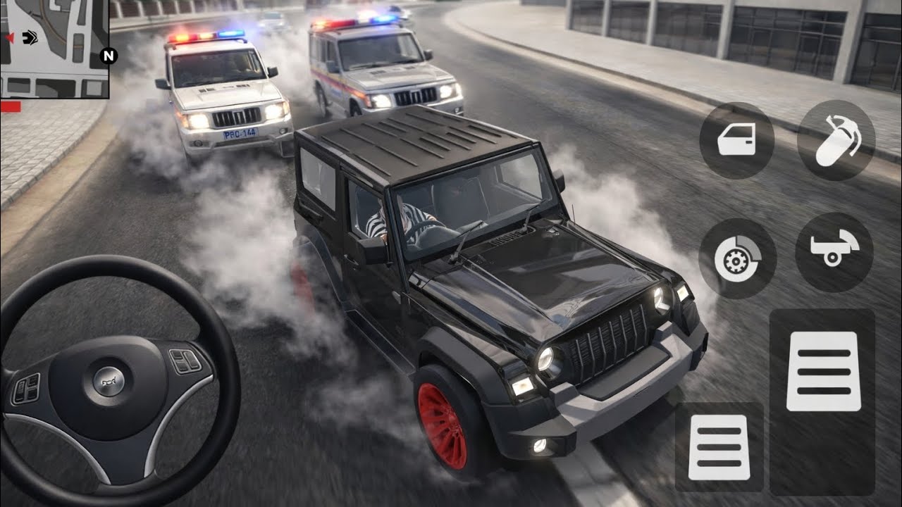Police piche pad gai😱 Indian Thift Auto Simulator Game GTA mod open world police and Mahindra Thar