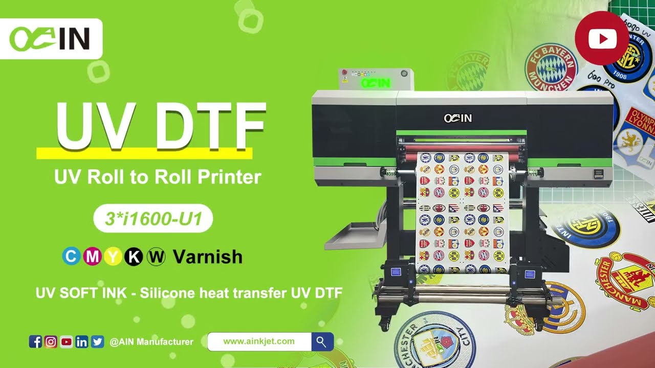 #AIN 3D silicone UV DTF，UV DTF Roll to Roll SolutionsAJ-600E Pro With Soft UV Ink , production mode