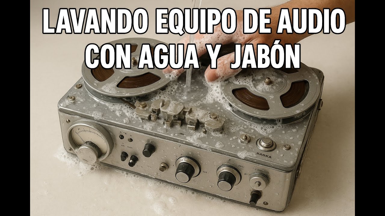 lavando un equipo de audio NAGRA con agua y jabón